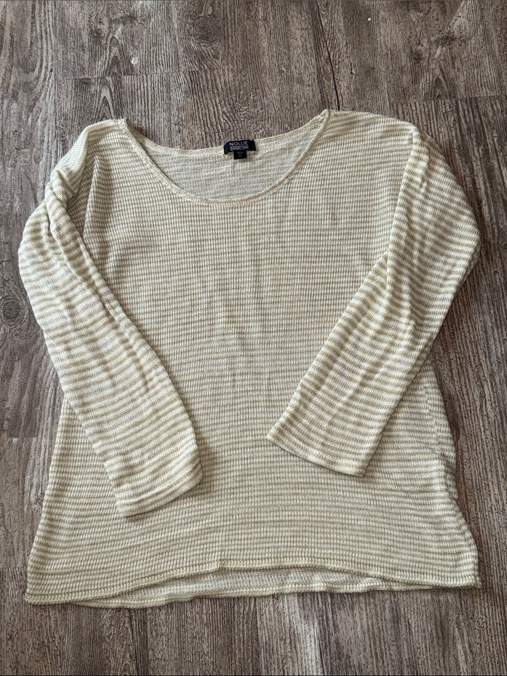 Nollie Cream Striped Waffle Knit Long Sleeve Top